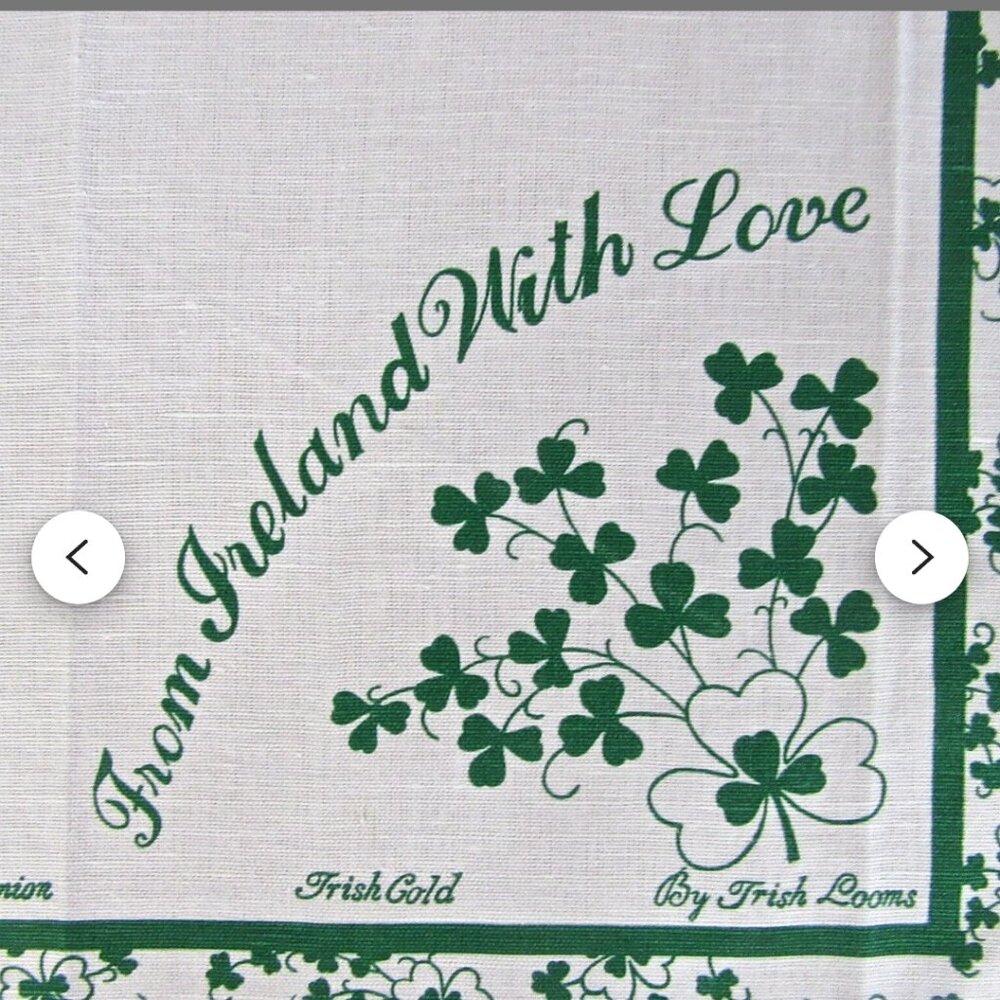 Ireland Linen Tea Towel/ Vintage Printed Shamrock Towel by Irish Looms/Souvenir/